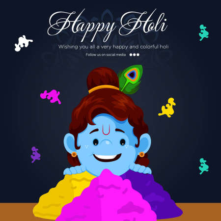 Banner design of Indian festival happy Holi festival of colors template.のイラスト素材