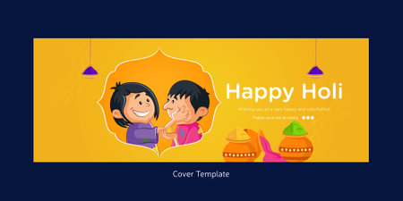 Cover page of Indian festival happy Holi festival of colors template.のイラスト素材