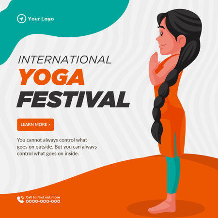 Banner design of international yoga festival template.のイラスト素材