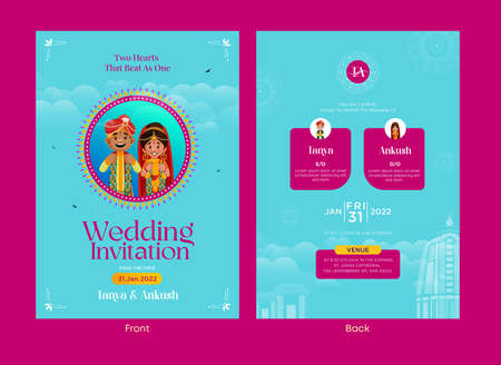 Indian wedding invitation card template design.のイラスト素材