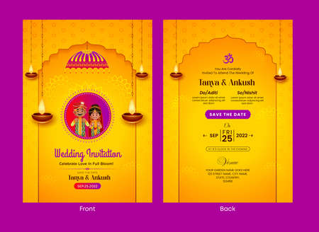 Indian wedding invitation card template design.のイラスト素材