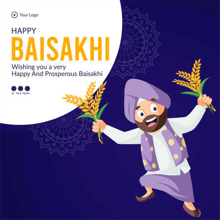 Indian festival of happy Baisakhi banner design template.のイラスト素材