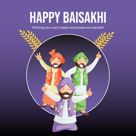 Indian festival of happy Baisakhi banner design template.のイラスト素材
