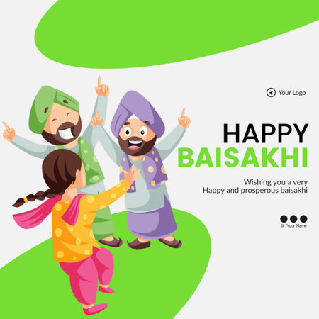 Indian festival of happy Baisakhi banner design template.のイラスト素材