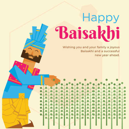 Banner design of happy Baisakhi Indian festival template.のイラスト素材