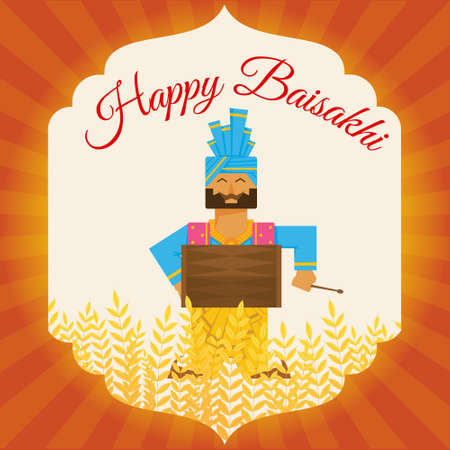 Banner design of happy Baisakhi Indian festival template.のイラスト素材