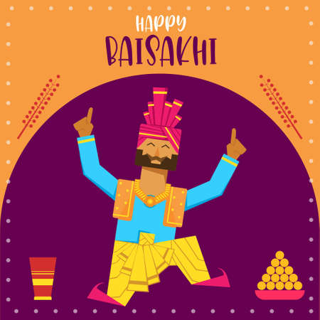 Banner design of happy Baisakhi Indian festival template.のイラスト素材