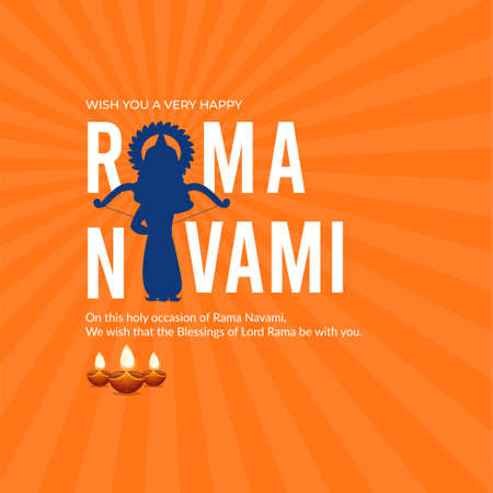 Flat Happy Ram Navami Indian festival banner design template.のイラスト素材