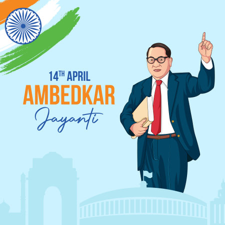 Banner design of Happy Ambedkar Jayanti  template.のイラスト素材