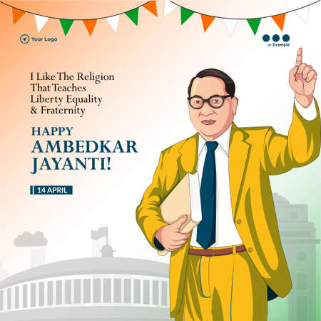 Banner design of Happy Ambedkar Jayanti  template.のイラスト素材