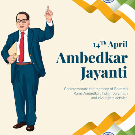 Banner design of Happy Ambedkar Jayanti  template.のイラスト素材