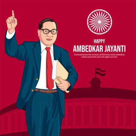 Banner design of Happy Ambedkar Jayanti cartoon style template.