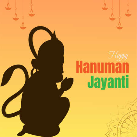 Creative happy hanuman Jayanti banner design template.のイラスト素材