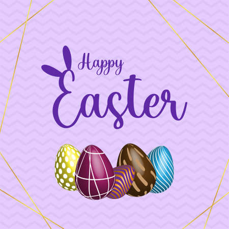Creative Happy Easter with Easter eggs banner design template.のイラスト素材