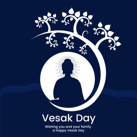 Creative design of happy Vesak Day Or Buddha Purnima banner template.のイラスト素材