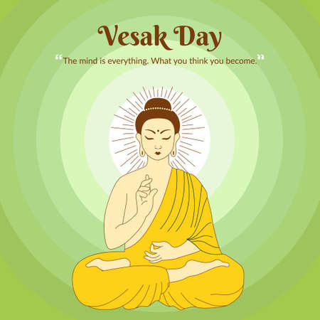 Creative design of happy Vesak Day Or Buddha Purnima banner template.のイラスト素材