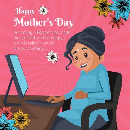 Banner design of happy mother's day cartoon style template.のイラスト素材