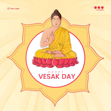Happy Vesak Day Or Buddha Purnima banner design template.のイラスト素材