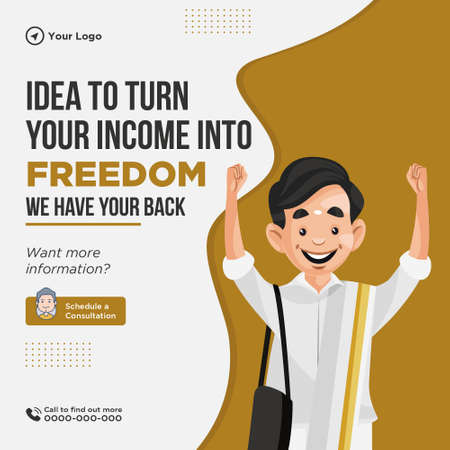 Banner design of idea to turn your income into freedom template.のイラスト素材