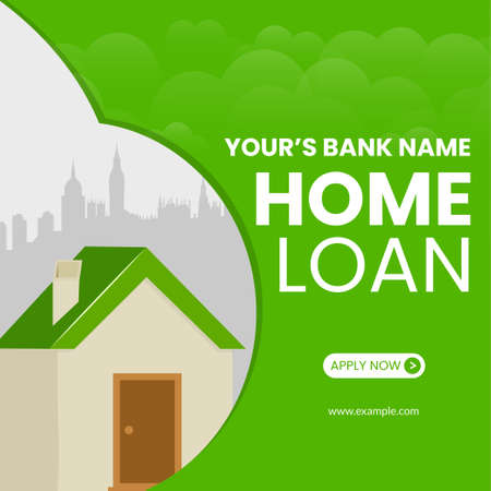 Banner design of bank home loan cartoon style template.のイラスト素材