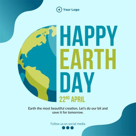 Creative Happy earth day banner design template.のイラスト素材