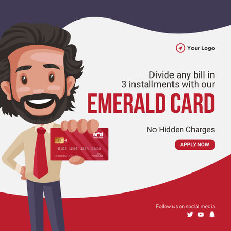 Banner design of emerald card cartoon style template.のイラスト素材
