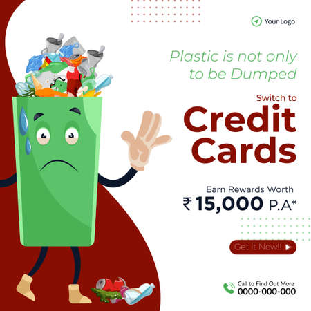 Banner design of switch to credit cards cartoon style template.のイラスト素材