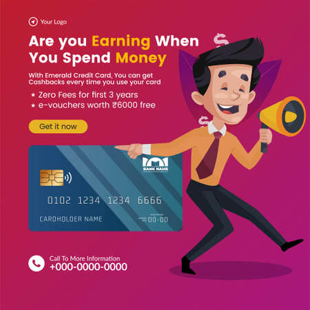 Banner design of are you earning when you spend money cartoon style template.のイラスト素材