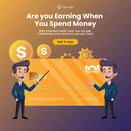 Banner design of are you earning when you spend money cartoon style template.のイラスト素材