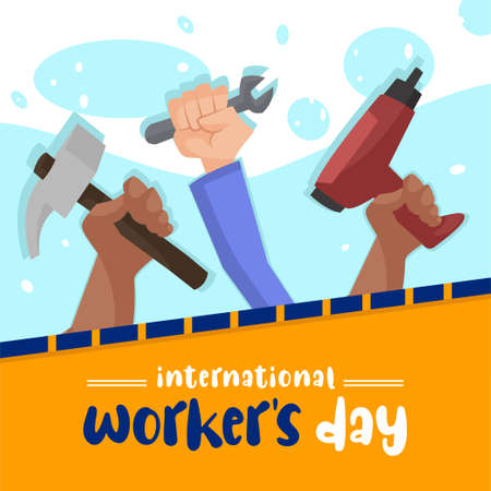 Banner design of international workers day template.のイラスト素材