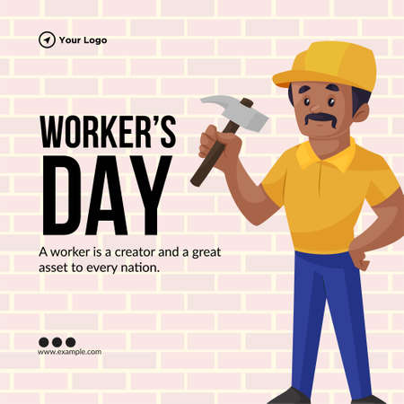 Banner design of international workers day template.のイラスト素材