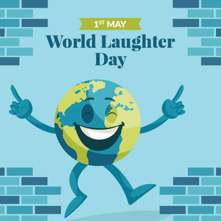 Banner design of world laughter day cartoon style template.のイラスト素材
