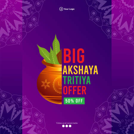 Happy akshaya tritiya big offer Hindu festival banner design.のイラスト素材