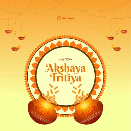 Happy akshaya tritiya Hindu festival banner design.のイラスト素材