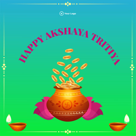 Happy akshaya tritiya Hindu festival banner design.のイラスト素材