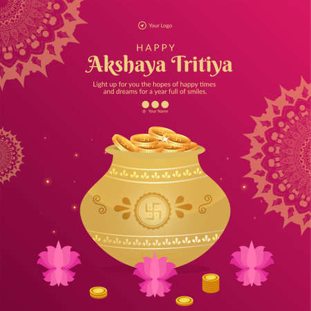 Flat design of Akshaya Tritiya banner template.のイラスト素材