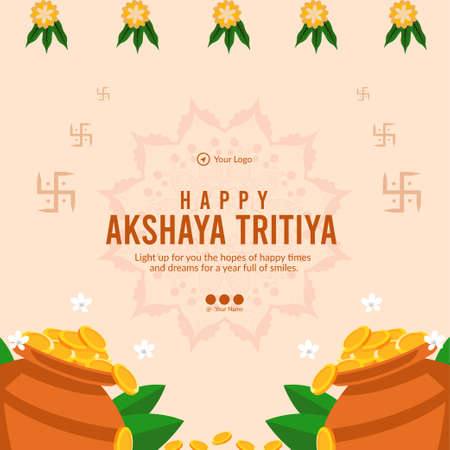 Flat design of Akshaya Tritiya banner template.のイラスト素材