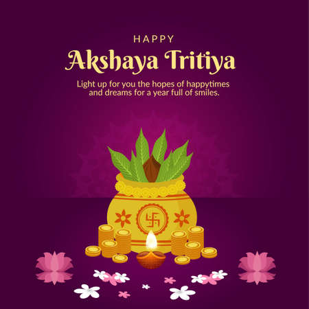 Flat design of Akshaya Tritiya banner template.のイラスト素材