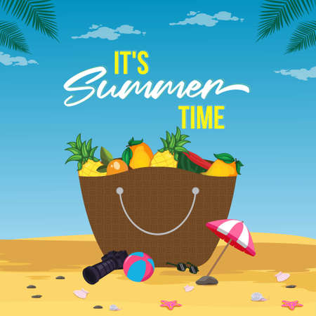 Banner design of it's summer time template.のイラスト素材