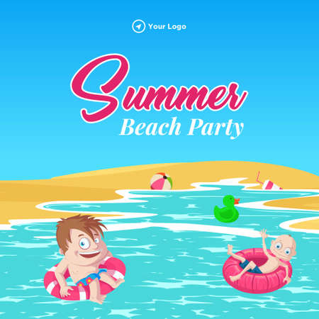 Summer beach party banner design template.のイラスト素材