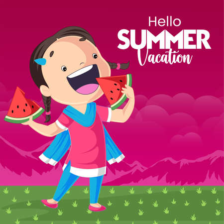 Hello summer vacation banner design template.のイラスト素材