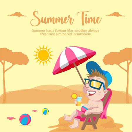 Summer time banner design template.のイラスト素材