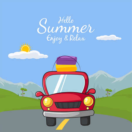 Hello summer enjoy and relax banner design template.のイラスト素材