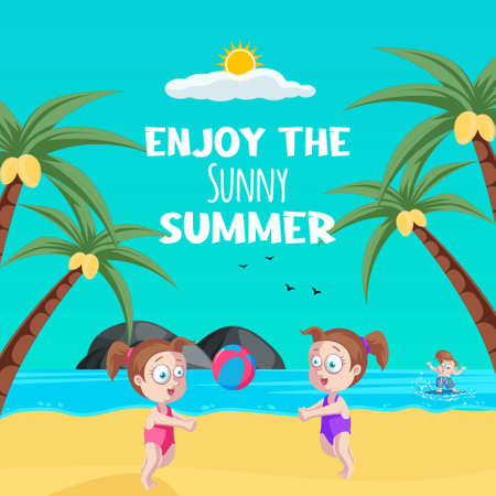 Enjoy the sunny summer banner design template.のイラスト素材