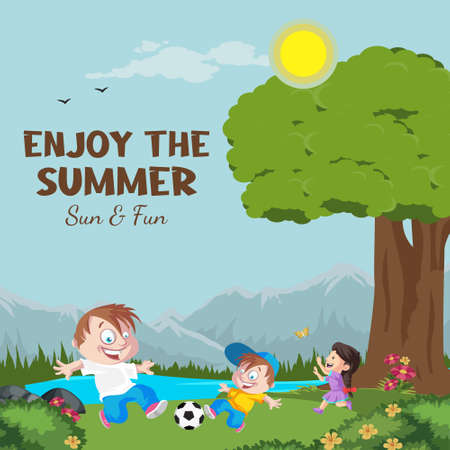 Enjoy the summer sun and fun banner design template.のイラスト素材