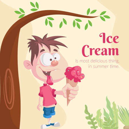 Ice cream is most delicious thing in summer time banner design template.のイラスト素材