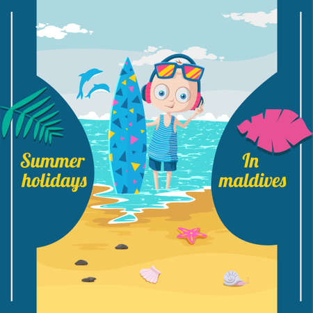 Banner design of summer holidays in maldives template.のイラスト素材