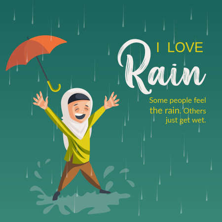 Banner design of i love rain cartoon style template.のイラスト素材
