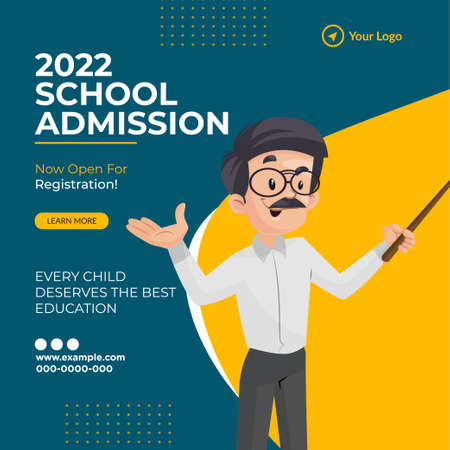 Creative school admission banner design template.のイラスト素材