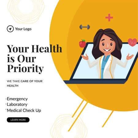 Banner design of your health is our priority template.のイラスト素材